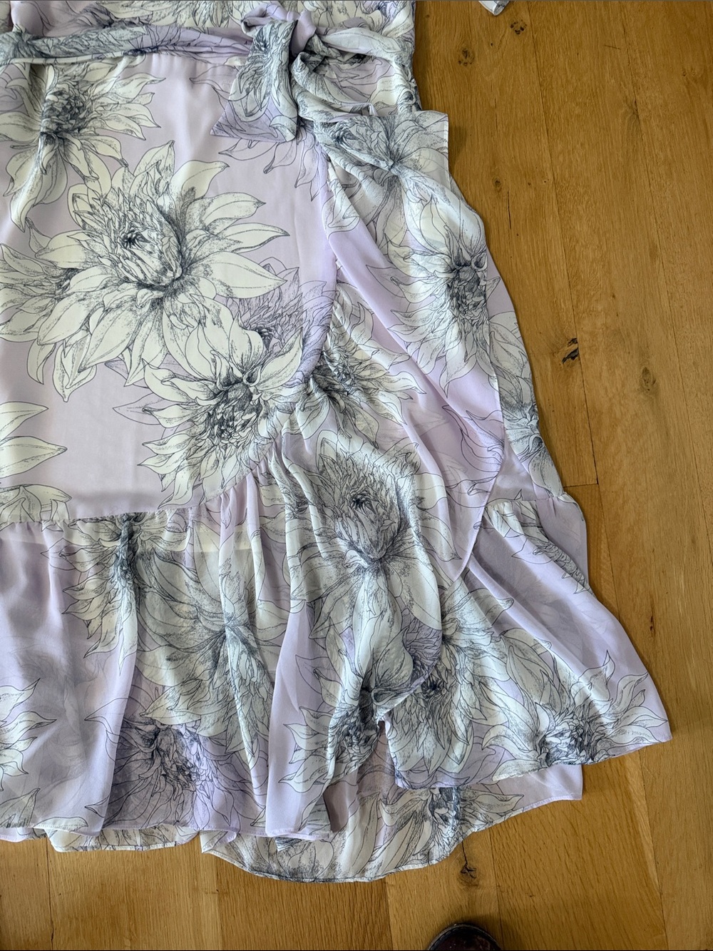 Calvin Klein Lavender Floral Wrap Midi Dress - Picture 9 of 10